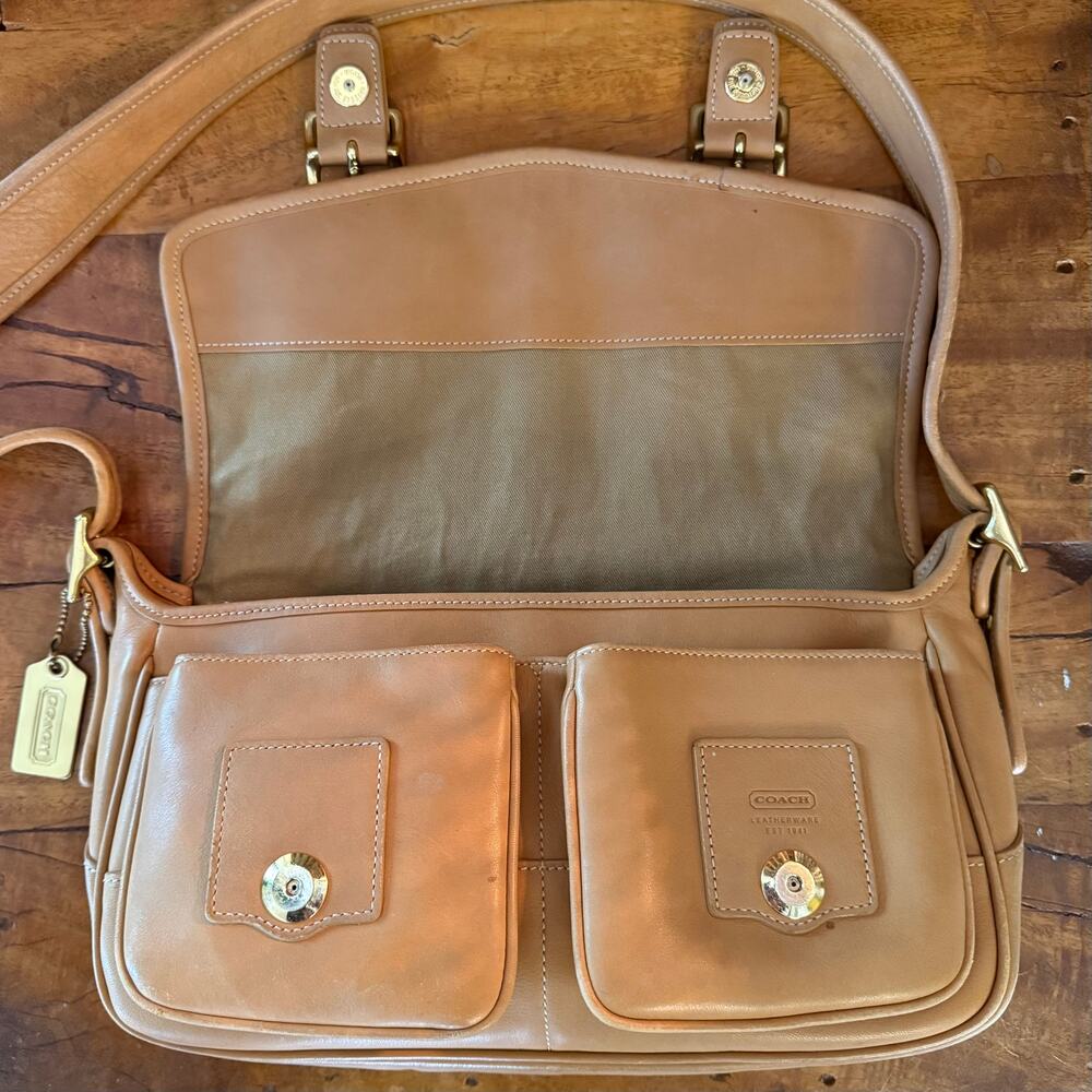 Vintage Coach Legacy Small Field Bag 9128 Tan Leather Crossbody Rare 2001 - Picture 13 of 16